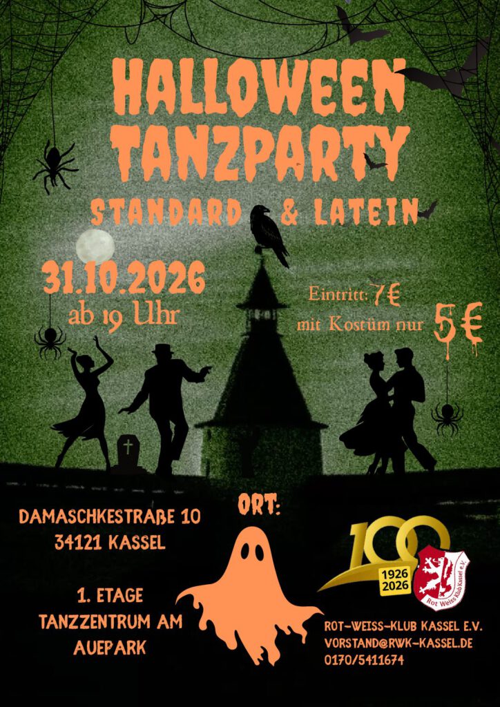Flyer der Halloween-Tanzparty des Rot-Weiss-Klub Kassel e.V.